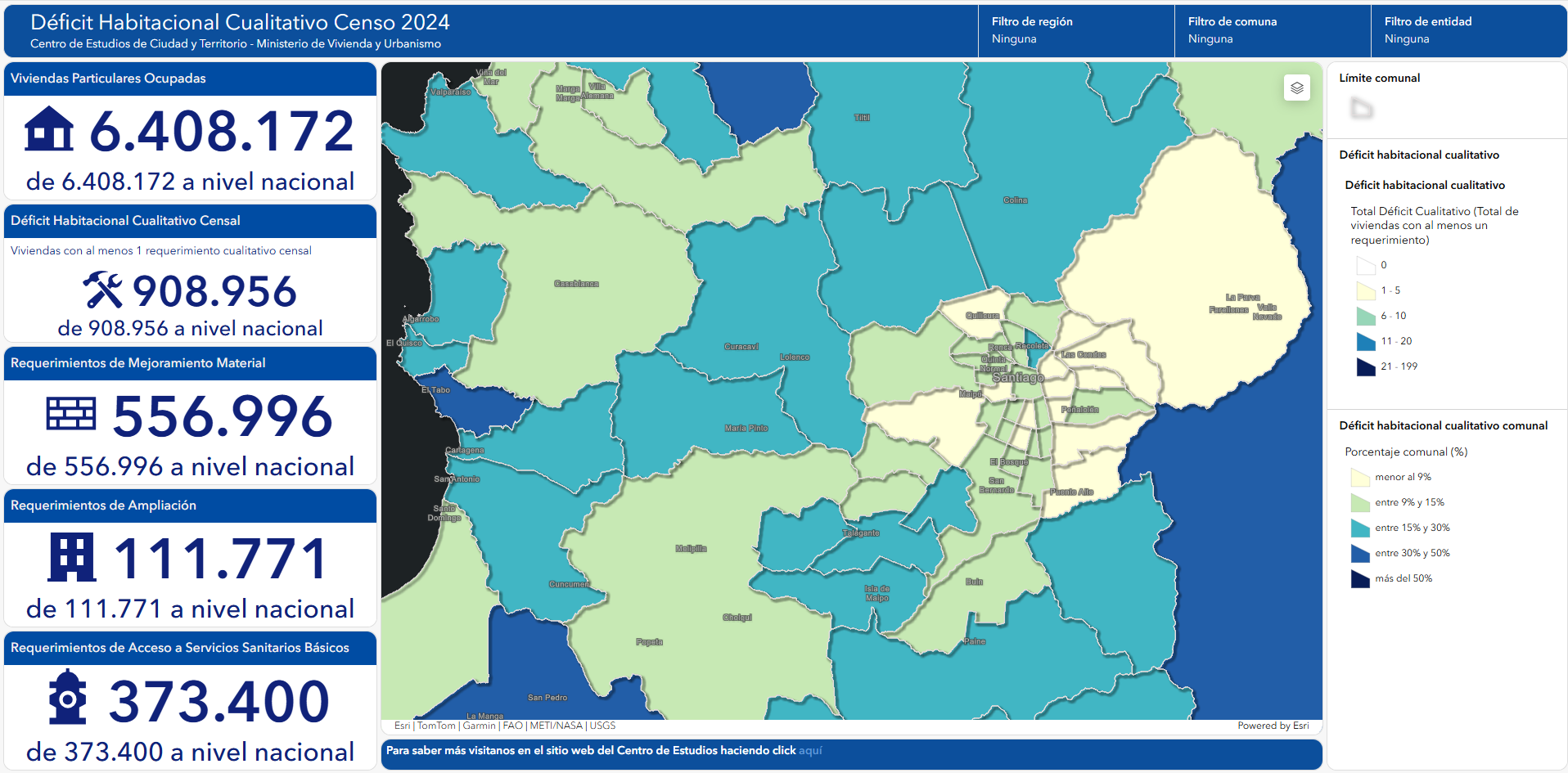 El Centro de Estudios del MINVU dispone visores territoriales déficit habitacional