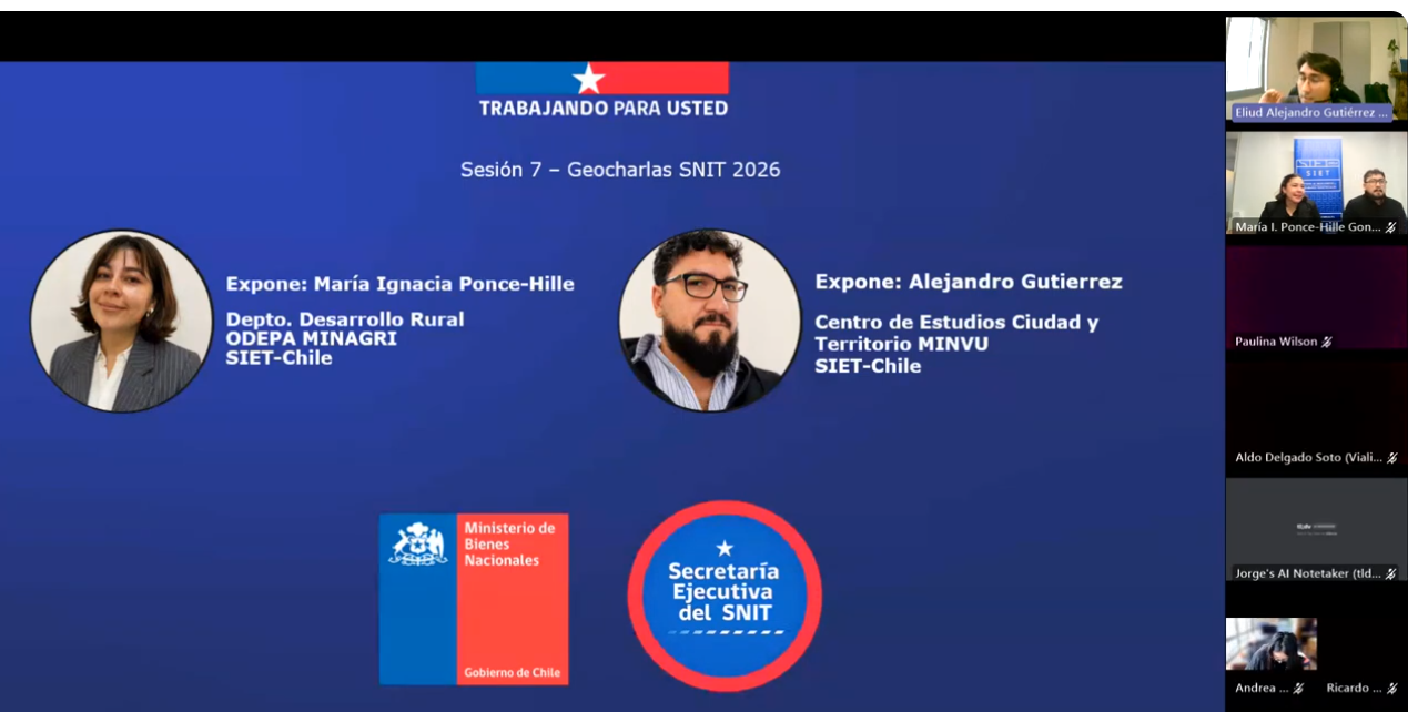 Representantes del CECT y Odepa presentan avances y desafíos del SIET Chile en Geocharla de IDE Chile